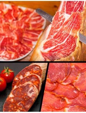 Lote de Ibericos (Jamón cebo campo + 1/2 Lomo iberico + Chorizo iberico de bellota)